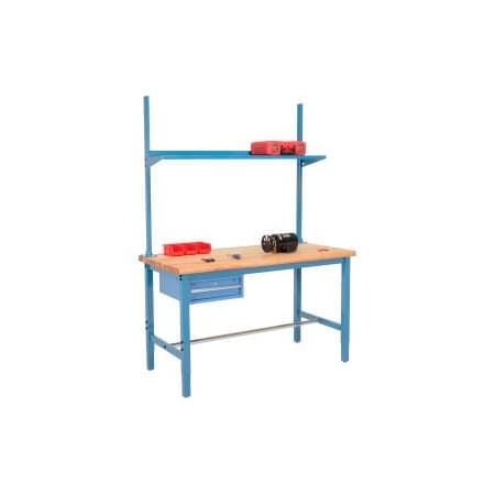 Global Equipment 60x36 Production Workbench Maple Safety Edge - Drawer, Upright   Shelf BL 318966BL